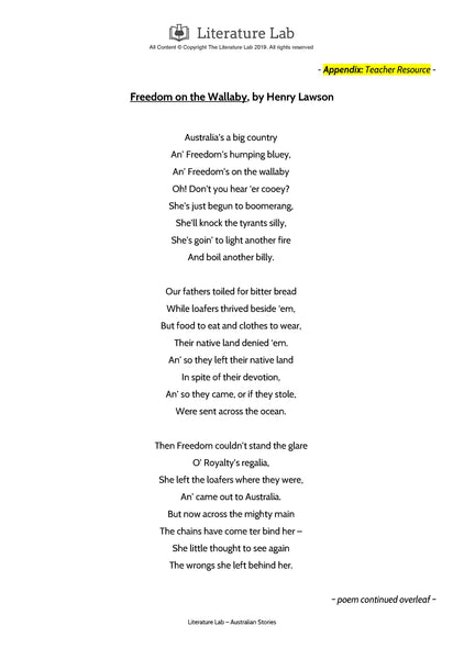 Australian Stories – Poetry Research Assignment Worksheet