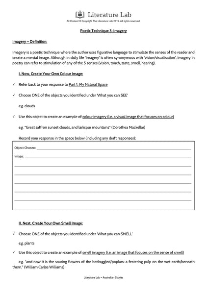 Australian Stories – Creating Poetic Techniques PowerPoint & Worksheet