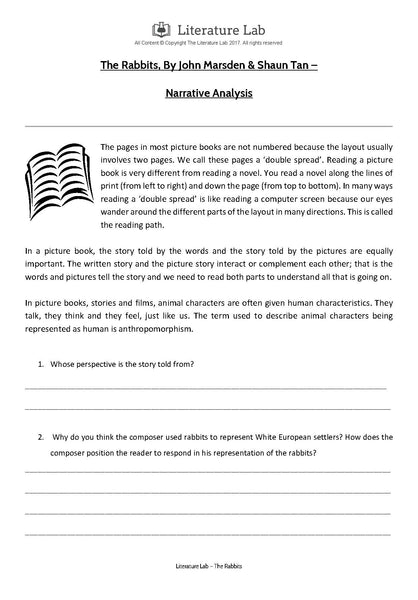 The Rabbits Worksheet - Narrative Analysis