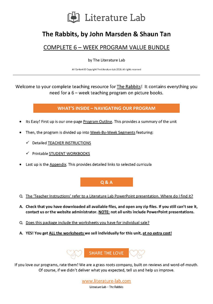 The Rabbit Show Logic Script The Rabbits - Complete 6-Week Program Bundle – The Literature Lab