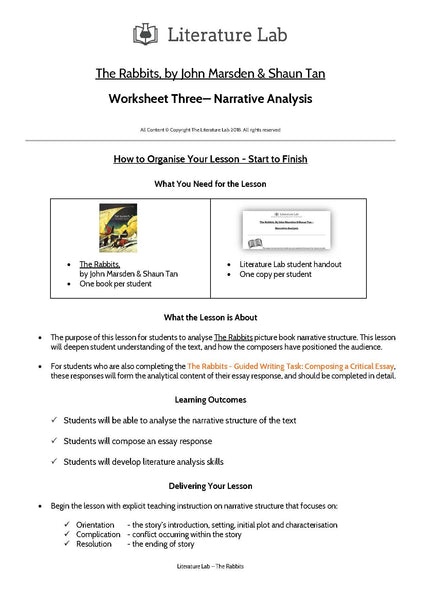 The Rabbits Worksheet - Narrative Analysis